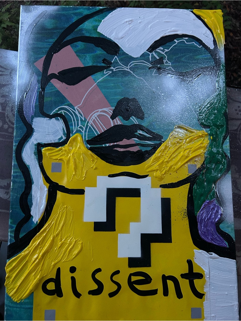 Dissent Abstract Mixed-Media Wall Art - Yellow, Green, White, Black